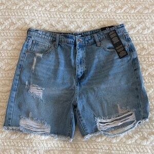 Fashion Nova Light Blue Ripped Jean Shorts